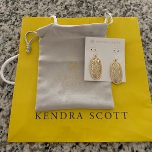 Kendra Scott filigree gold dangle earrings